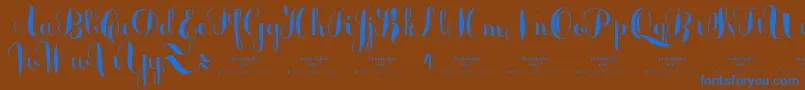 MonmicaDemo Font – Blue Fonts on Brown Background