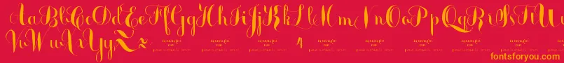MonmicaDemo Font – Orange Fonts on Red Background
