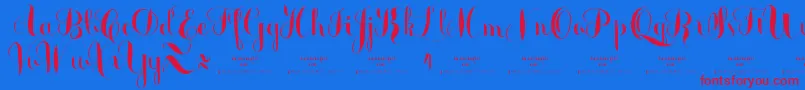 MonmicaDemo Font – Red Fonts on Blue Background