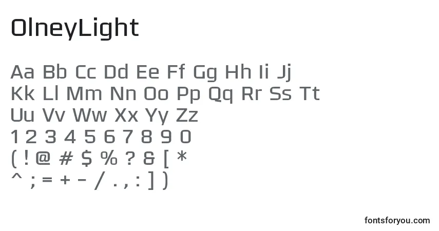 OlneyLightフォント–アルファベット、数字、特殊文字