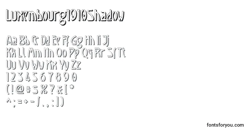 Luxembourg1910Shadow-fontti – aakkoset, numerot, erikoismerkit