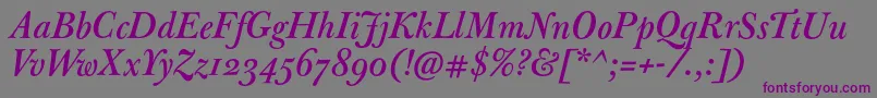 JbaskervillemedItalic Font – Purple Fonts on Gray Background