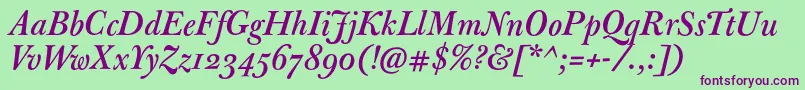 JbaskervillemedItalic Font – Purple Fonts on Green Background