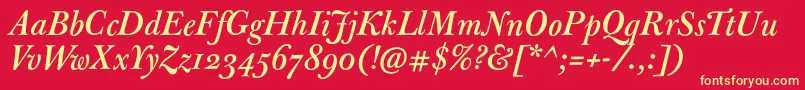 JbaskervillemedItalic Font – Yellow Fonts on Red Background