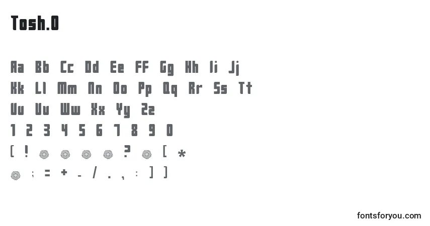 Schriftart Tosh.0 (85975) – Alphabet, Zahlen, spezielle Symbole