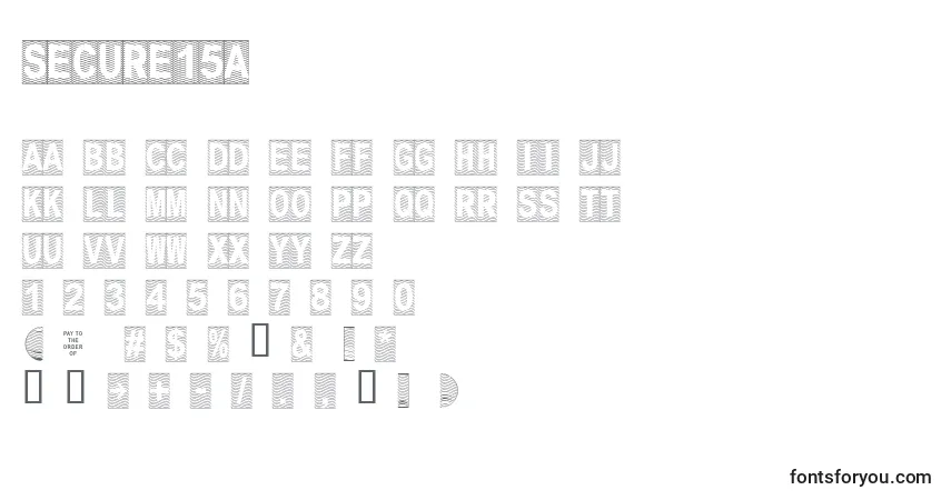 Czcionka Secure15a – alfabet, cyfry, specjalne znaki