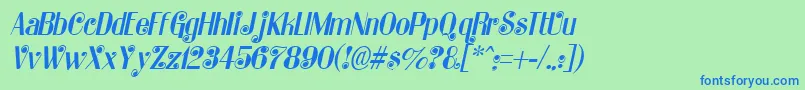 KatarinaItalic Font – Blue Fonts on Green Background