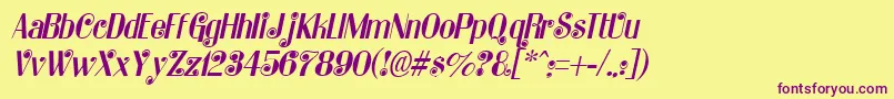 KatarinaItalic Font – Purple Fonts on Yellow Background
