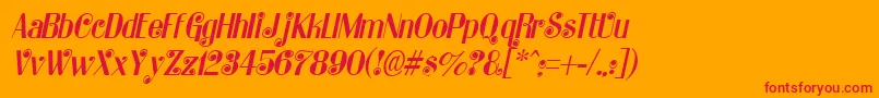 KatarinaItalic-Schriftart – Rote Schriften auf orangefarbenem Hintergrund