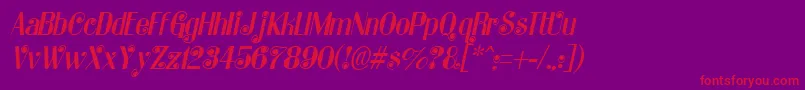 KatarinaItalic-Schriftart – Rote Schriften auf violettem Hintergrund