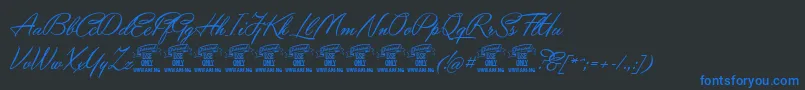 YaquotescriptPersonaluse Font – Blue Fonts on Black Background