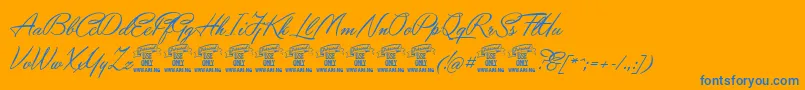 YaquotescriptPersonaluse Font – Blue Fonts on Orange Background