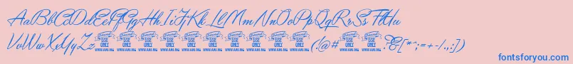 YaquotescriptPersonaluse Font – Blue Fonts on Pink Background