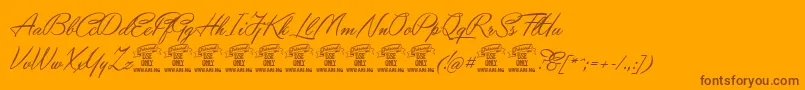 YaquotescriptPersonaluse Font – Brown Fonts on Orange Background