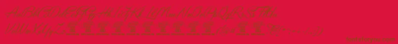 YaquotescriptPersonaluse Font – Brown Fonts on Red Background