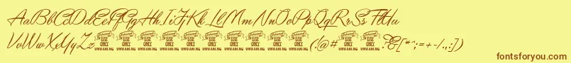 YaquotescriptPersonaluse Font – Brown Fonts on Yellow Background