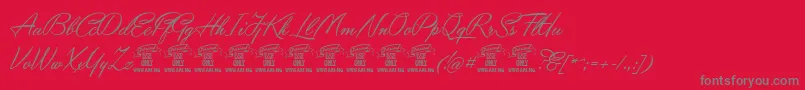 Fonte YaquotescriptPersonaluse – fontes cinzas em um fundo vermelho