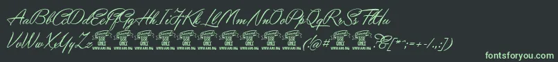 フォントYaquotescriptPersonaluse – 黒い背景に緑の文字