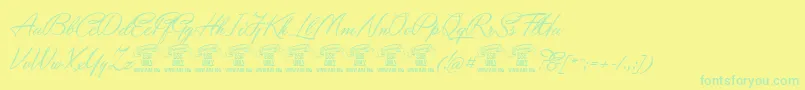 YaquotescriptPersonaluse Font – Green Fonts on Yellow Background