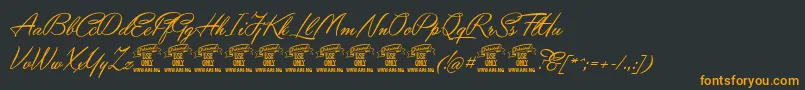 YaquotescriptPersonaluse Font – Orange Fonts on Black Background