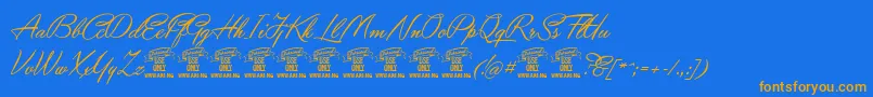 YaquotescriptPersonaluse Font – Orange Fonts on Blue Background