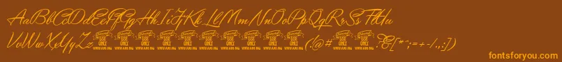 YaquotescriptPersonaluse Font – Orange Fonts on Brown Background