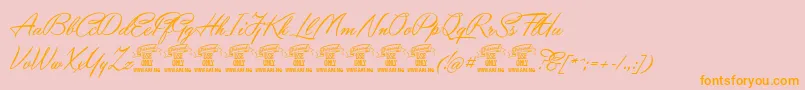 YaquotescriptPersonaluse Font – Orange Fonts on Pink Background