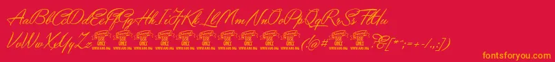 YaquotescriptPersonaluse-Schriftart – Orangefarbene Schriften auf rotem Hintergrund