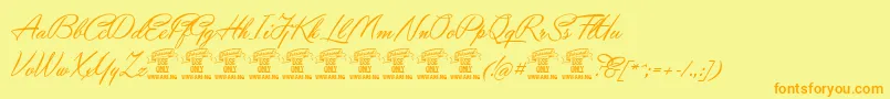 YaquotescriptPersonaluse Font – Orange Fonts on Yellow Background