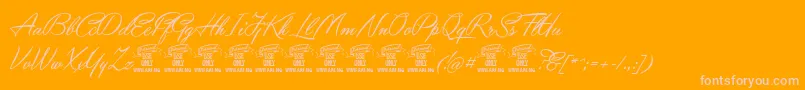 YaquotescriptPersonaluse Font – Pink Fonts on Orange Background