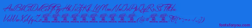 YaquotescriptPersonaluse Font – Purple Fonts on Blue Background