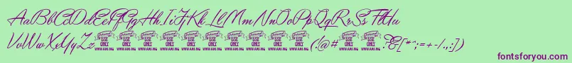 YaquotescriptPersonaluse Font – Purple Fonts on Green Background