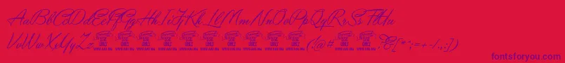 YaquotescriptPersonaluse Font – Purple Fonts on Red Background