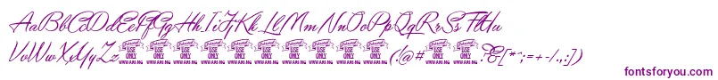Fonte YaquotescriptPersonaluse – fontes roxas em um fundo branco