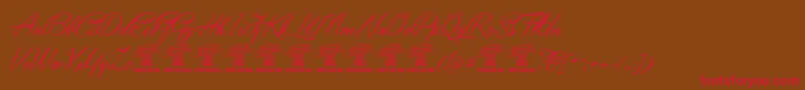 YaquotescriptPersonaluse-Schriftart – Rote Schriften auf braunem Hintergrund