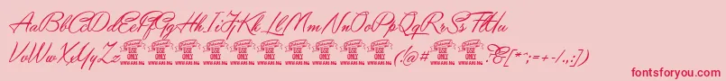 YaquotescriptPersonaluse Font – Red Fonts on Pink Background