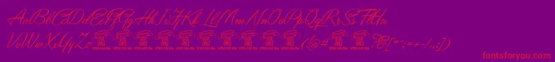 YaquotescriptPersonaluse Font – Red Fonts on Purple Background