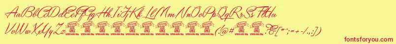 YaquotescriptPersonaluse Font – Red Fonts on Yellow Background
