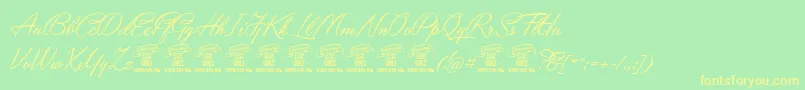 YaquotescriptPersonaluse Font – Yellow Fonts on Green Background
