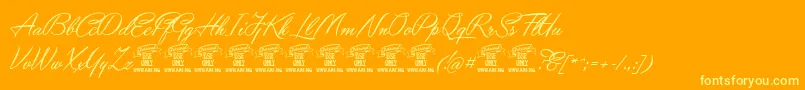 YaquotescriptPersonaluse Font – Yellow Fonts on Orange Background