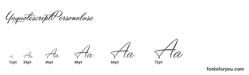 YaquotescriptPersonaluse Font Sizes