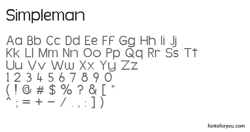Schriftart Simpleman – Alphabet, Zahlen, spezielle Symbole