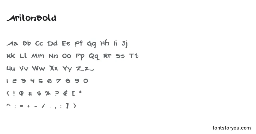 Шрифт ArilonBold – алфавит, цифры, специальные символы