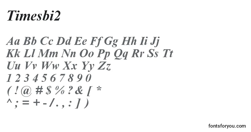 A fonte Timesbi2 – alfabeto, números, caracteres especiais