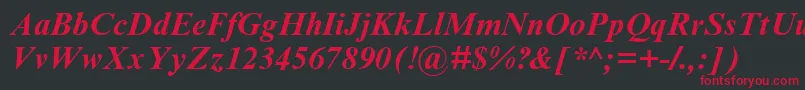 フォントTimesbi2 – 黒い背景に赤い文字
