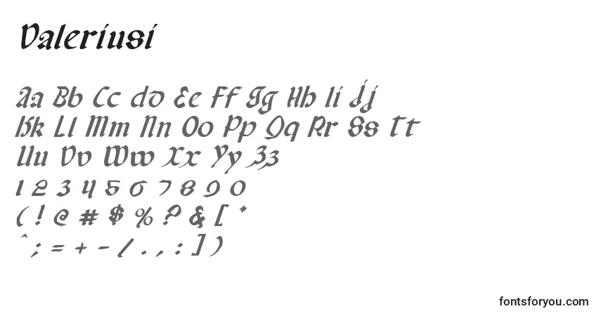 Police Valeriusi - Alphabet, Chiffres, Caractères Spéciaux