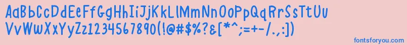 Fonte K26alphacasual – fontes azuis em um fundo rosa