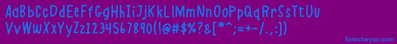 Fonte K26alphacasual – fontes azuis em um fundo violeta