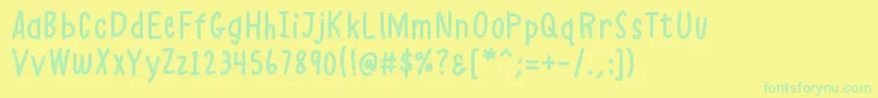 K26alphacasual-fontti – vihreät fontit keltaisella taustalla