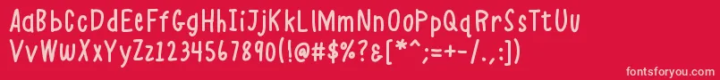 K26alphacasual-Schriftart – Rosa Schriften auf rotem Hintergrund